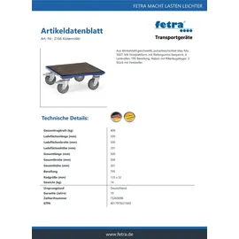 FETRA Kistenroller KF 6 G - Riefengummi