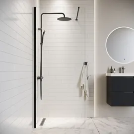 Badplaats Duschwand Florida 90 x 200cm Glas Duschabtrennung Schwarz - Walk-In Dusche Nano