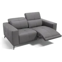 Sofanella 2-Sitzer Leder MARBELLA, Relaxsofa, Designsofa, Designer Couch, Italienisches Sofa, 2er Sofa grau