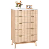Vevor Kommode mit 5 geriffelten Schubladen 0 x 0 x 0 cm Beige