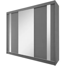 beautysofa Schwebetürenschrank Gaja 240 x 216 x 61 cm Grau