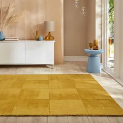 Wollteppich FLAIR RUGS "Demi Woll", gelb, B:160cm H:10mm L:230cm, Wolle, Teppiche, Woll Teppich