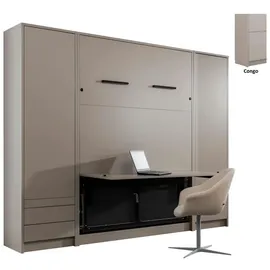 QMM TraumMöbel Schrankbett 140 x 200 cm Grau