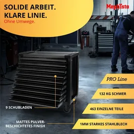 Mephisto Werkzeugwagen Stahl schwarz 9 Schubladen bestückt