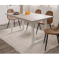 Esstisch Küchentisch weiß Sandstein Tisch ausziehbar 160 200 cm 4-8 Pers. Galena