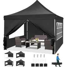 luxuskollektion Faltpavillon 3 x 3 m inkl. 4 Seitenteile Schwarz