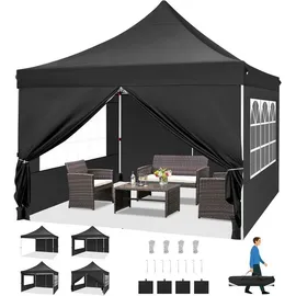 luxuskollektion Faltpavillon 3 x 3 m inkl. 4 Seitenteile Schwarz