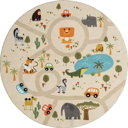 Teppich THE CARPET "Happy Life", beige, H:4mm Ø:160cm, Polyester, Teppiche, Life Kinderzimmer Teppich Spielteppich pflegeleicht