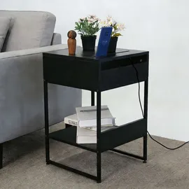 Relaxdays Nachtschrank 2 Fächer 40 x 40 x 30 cm Schwarz