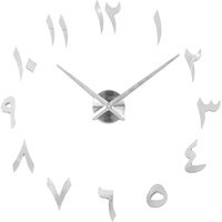 perfk Uhr 3D Arabische Ziffern Spiegelaufkleber DIY für Wohnkultur, Silber