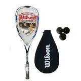 Wilson Hyper Hammer Carbon 120 Blau Squashschläger + 3 Squashbälle von Wilson