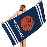 KATATI Basketball Strandtuch 90x180 cm, Weich Schnell Trocknen Microfaser Handtücher, 3D Strandhandtuch Basketball Badetuch Strandlaken Handtuch, Herren Frauen Badetücher