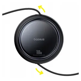 Baseus Mirror, 2-in-1 einziehbares Kabel, USB-C - 2x USB-C, 100W PD, 1m, Schwarz