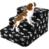 Youyijia Haustiertreppe 3 Stufen - Hundetreppe Katzentreppe mit Plüschbezug - Einstieghilfe für Katzen und Hunde - Waschbar, rutschfest, abnehmbar - 45x30x35cm