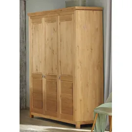 otto home Kleiderschrank OTTO HOME "Rauna, mit Lamellen und Kassetten, klassischer Landhausstil, rustikal", beige (natur geölt), B:159cm H:195cm T:60cm, Massivholz, Schränke, Kleiderschrank, massive Kiefer, Metallgriffe, mehrere Varianten, zeitloses Design