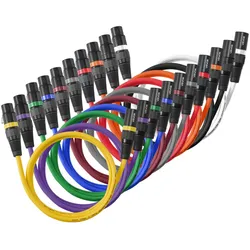 VEVOR XLR-Kabel 1 m, 10er-Pack, symmetrische DMX-Mikrofonkabel (Stecker auf Buchse), vergoldetes 3-poliges XLR-Mikrofon-Lautsprecherkabel, für Bühnenbeleuchtung, Mikrofone, Verstärker, Mischpulte