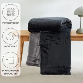 s.Oliver Wohndecke S.OLIVER "Doublesoft, Kuscheldecke, Deal, Kissen geschenkt", grau (dunkelgrau, grau), B:150cm L:200cm, Polyester, Wohndecken, Wohndecke, Kuscheldecke 150x200 cm, GRATIS-Zugabe:2x Kissenhülle (Reißverschluss)