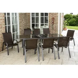 Merxx Varese Set 9-tlg. 8 Stapelsessel Gartentisch Ausziehbar 180 (240) x 100 cm