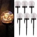 Lumiled 6 Stück Solar Gartenleuchte Solarlampe Solarkugeln für Garten Außen Leuchtkugel Kugel mit Erdspieß Dämmerungssensor Außenleuchte Wege...