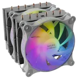 Mars Gaming MCPU-XT Weiß, CPU Kühlkörper, Dual Tower Kühlung, 6 HCT Heatpipes, TDP 300W, 2 ARGB PWM 12cm Lüfter