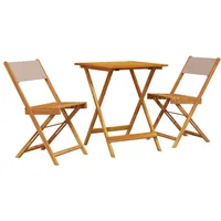 vidaXL 3-tlg. Bistro-Set Taupe Stoff und Massivholz