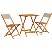 vidaXL 3-tlg. Bistro-Set Taupe Stoff und Massivholz