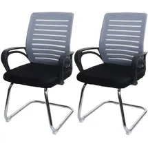 Mendler 2er-Set Konferenzstuhl HWC-K51, Besucherstuhl Freischwinger, 150kg belastbar Stoff/Textil ~ grau
