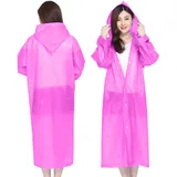 Colexy Regenponcho mit Kapuze, Wasserdicht Regenjacken Regencape Unisex, Wiederverwendbar Regenponcho Fahrrad Poncho Multifunktionaler Regenmantel für Wandern Radfahren Camping und Reisen (Rosa) - M