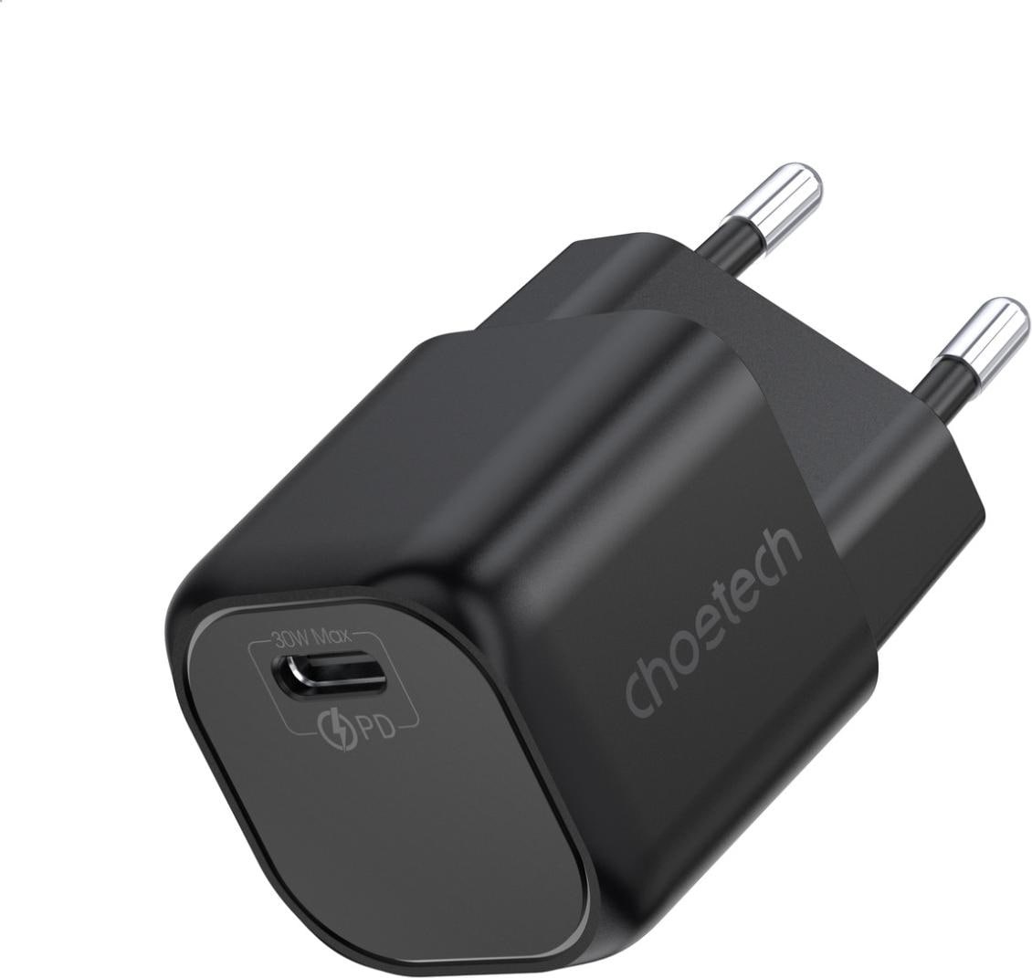 Choetech GaN USB charger Type C PD 30W black (PD5007) (30 W, Power Delivery), USB Ladegerät, Schwarz