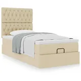 vidaXL Ottoman-Bett mit Matratze Creme 90x190 cm Stoff