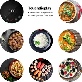 Lauben Low Sugar Rice Cooker mit Low-Sugar-Funktion, Fassungsvermögen 1,5l, verzögerter Start, Warmhalten, Antihaftbeschichtung, (White)