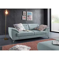 2,5-Sitzer SIT & MORE "Percy", blau (aqua), B:207cm H:77cm T:112cm, Sofas, 12 cm Fußhöhe, Sitztiefenverstellung, wahlweise Kopfteilverstellung