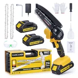Hancaner Mini Kettensäge mit Akku 6 Zoll Akku Kettensäge Elektro mit 2 Akkus 2.0Ah und Ladegerät Handkettensäge Akku mit Sicherheitsverschluss für Gartenscheren Astschere Holzschneiden