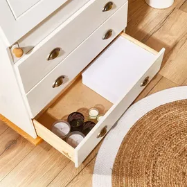 Idimex Sekretär GOMES aus massiver Kiefer weiß/braun, schöner Bürotisch mit Klappe, praktischer Arbeitstisch mit 2 Fächer und 3 Schubladen