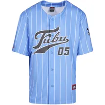FUBU T-Shirt "Fubu Herren", Herren, Gr. XXS, light blau, weiß, 100% Polyester, bedruckt, loose fit, V-Ausschnitt, Shirts T-Shirt
