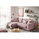 KAWOLA Sofa MADELINE Ecksofa Cord rosa Longchair links