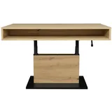 Mäusbacher Couchtisch LIFT, höhenverstellbar, 110 x 60 cm - Asteiche Dekor - Vulkanschwarz - mit Staufach