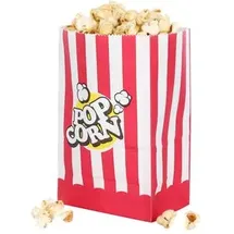 Funx Popcorntüten FX-06208 rot/weiß, aus Kraftpapier, 1 Liter, 80 Stück