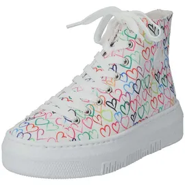 RIEKER -Damen-Sneaker Herzchen-Muster Weiß-Mehrfarbig, Farbe:multicolor, EU Größe:38