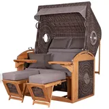 dekoVries GmbH Strandkorb deVries PURE® Sailor XL - PE stone grey - Dessin 466 - inkl. Schutzhülle