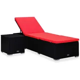 furnicato Sonnenliege 195 x 60 x 31 cm Schwarz/Rot