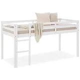 Homestyle4u Hochbett 90x200 Weiß Spielbett Kinderbett Leiter Kiefer