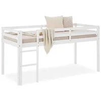 Homestyle4u Hochbett 90x200 Weiß Spielbett Kinderbett Leiter Kiefer