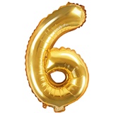 Folienballon Zahl 6 Gold 86 cm Heliumballon groß Zahlenballon XXL für Helium/Luftfüllung inkl Strohhalm Party Dekoration Geburtstag Jahrestag Jubiläum