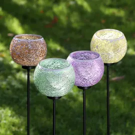 MARELIDA Windlicht Teelichthalter Deko Mosaik Gartenstecker Gartenstab orange