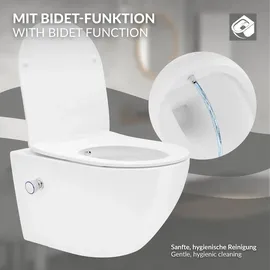 luxebath Wand-WC mit WC-Sitz Weiß Nano-Beschichtung