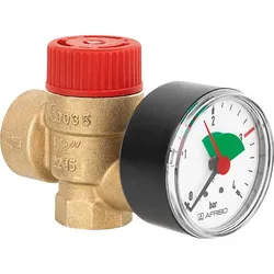 Afriso Sicherheitsventil Überdruckventil Heizung mit Manometer 3,0 bar Heizungsanlage