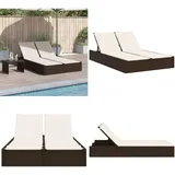 Doppel-sonnenliege Mit Auflagen Braun Poly Rattan - Doppel-sonnenliege - Gartenliege - Lounge Chair - Rattan Liege - Outdoor Lounge - Home & Living