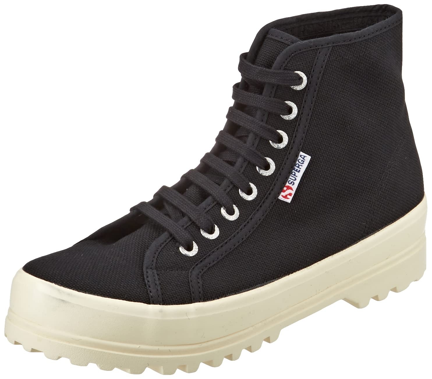 Superga Damen 2341 Alpina Gum Oxford-Schuh, Black Shiny Offwhite, 41 EU - 41 EU