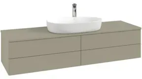 V&B Waschtischunterschrank mit Frontstruktur -Beleuchtung Antao 160x50cm, HL, WBP-farbe Lac, glo wh. Lac